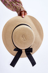 Classic Women's Hat With Bow Beige 