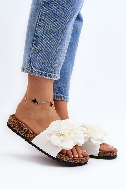 Women's Flip Flops With Flowers White Lulania
