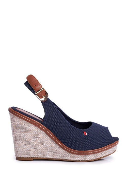 Sandals On A Braided Wedge Navy Blue Tommy