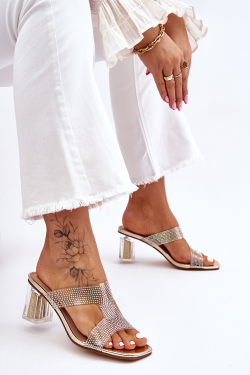 Heeled Sandals With Rhinestones gold Jaxen
