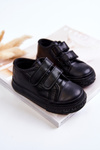 Children's Leather Sneakers With Velcro Black Foster