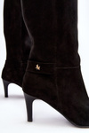 Women's Suede Boots On Heel Laura Messi 2694 Black