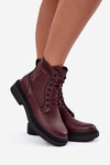 Damskie Botki Skóra Naturalna Ocieplane Bordowe BT25248-S Sergio Leone