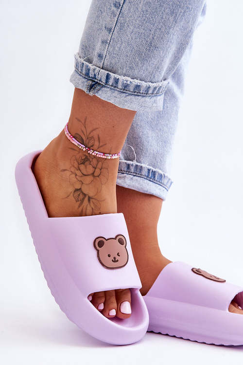 Light Women's Foam Slippers With Teddy Bear Violet Lia