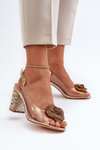 Transparent Sandals On Heel With Decorations S.Barski MR38-356 Golden