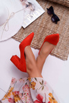 Women's Stiletto Sandals Suede Orange Neshka