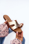 Women's Pink Gold Cut-Out Sandals Lumossa