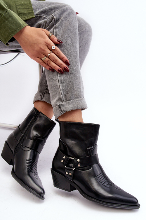 Women's Lined Cowboy Boots Black Venosa