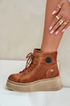 Suede Ankle Boots On Chunky Platform Maciejka 06309-29 Brown