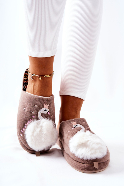 Padded Slippers Swan Brown Reya