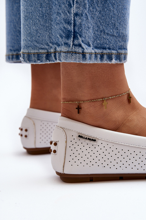 Women's White Cut-out Loafers Rasirna