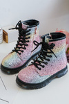 Kids Sparkly Furry Lined Boots with Zipper Multicolor Saussa