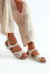 Comfortable And Lightweight Women's Sandals With Velcro Inblu CN000041 Beige-Silver