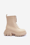 Women's Massive Platform Boots with Zipper Beige Kusma