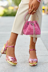 Women's Flower Print Stiletto Sandals D&A CR980 Pink