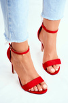 High Heel Suede Sandals Red Liberty