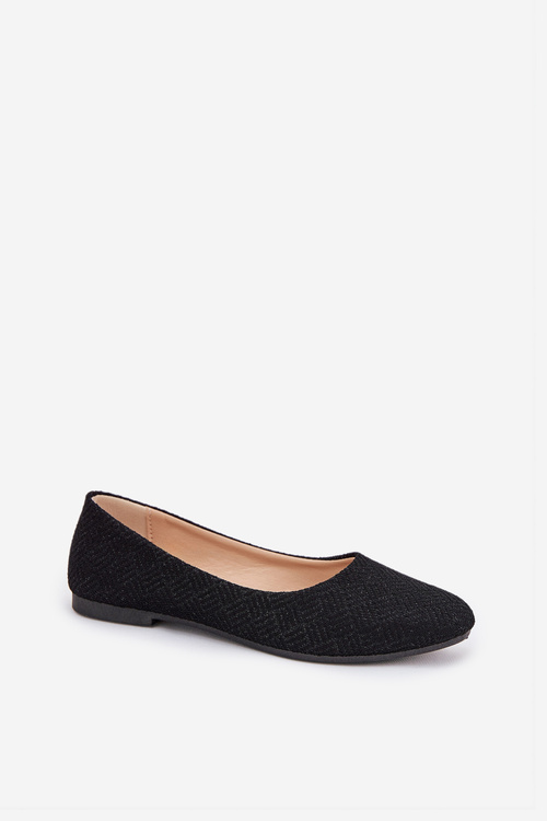 Women's Flat Ballet Shoes With Glitter Black Tatorelis