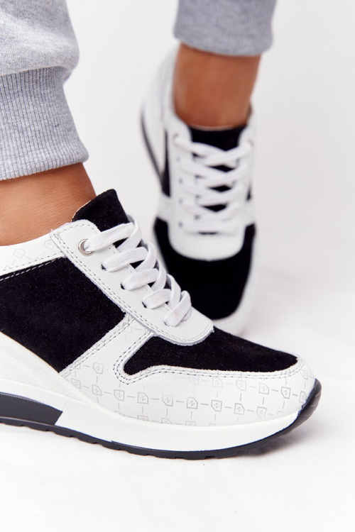Leather Wedge Sneakers S.Barski Black-White