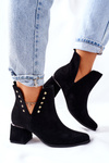 Women's Suede Boots With Cut outs Lewski  Black 3074/B