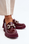 Women's Patent Loafers with Decoration Burgundy Arsaba
