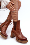 Leather Boots On Heel Brown Lemar Liresa