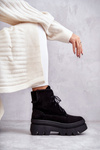 Suede Warm Lace-up Boots Black Elisabeth