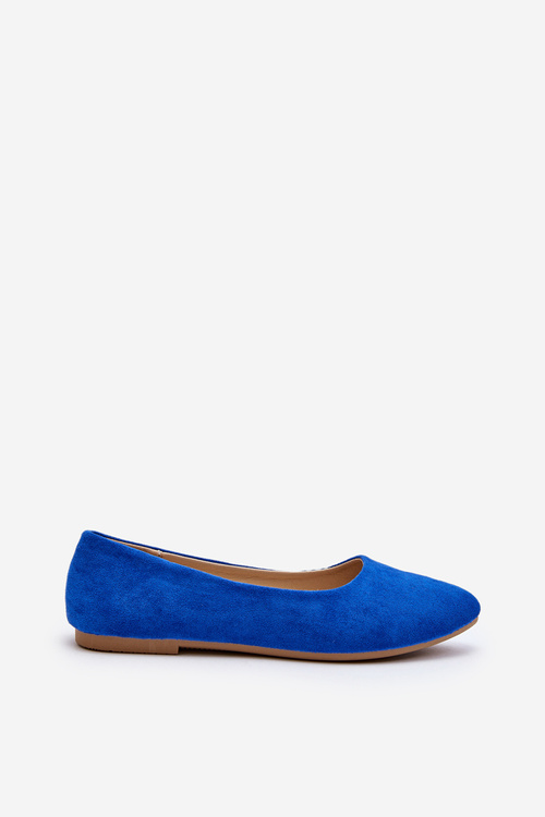 Women's Blue Suede Ballerina Flats Kommia