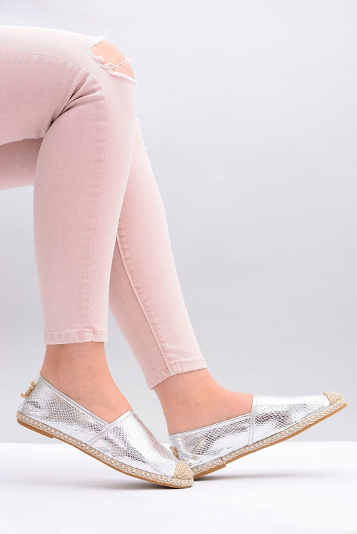 Lu Boo | Slip-on Silver Women's Espadrilles Snake Pray