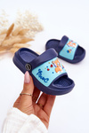 Light Children's Slides Sandals With Animal Motif navy blue Rico 