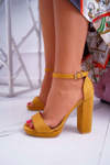 Damskie Żółte Sandały Na Słupku Platforma Debora
