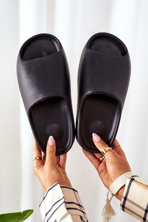 Rubber Platform Slippers Black Squishy