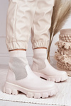 Damskie Skarpetkowe Botki Workery Ecru Stormy