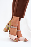 Leather Elegant High Heeled Sandals Laura Messi 2136 Multicolor