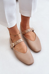 Eco Leather Ballerinas With Strap Beige Alcionora