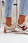 Sneakersy Buty Sportowe Damskie Beżowo-Bordowe Britma
