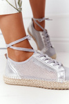 Laced Openwork Espadrilles S.Barski L17704 Silver