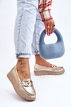 Zazoo 10141 Leather Platform Moccasins with Gold Decoration