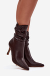 Women's ankle boots on heel with wrinkled shaft zipper chocolate Ulisse