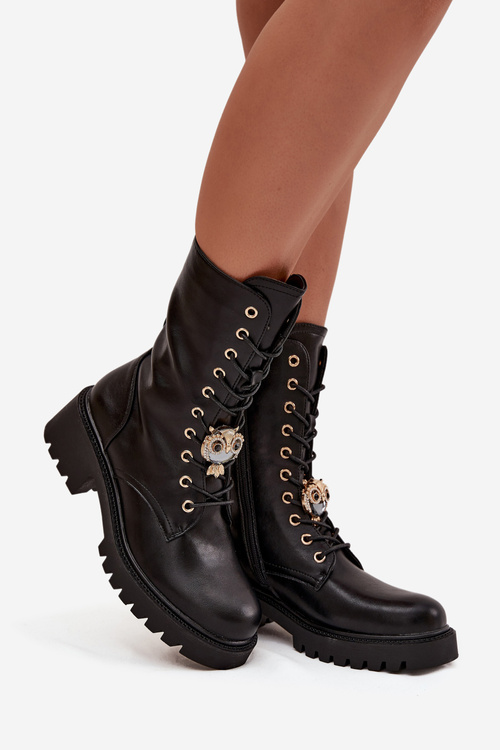 Women's Workery Boots with Decoration Black Jorayne
