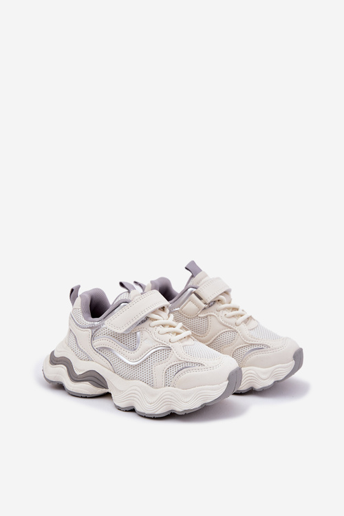 Dziecięce Sneakersy Na Grubej Podeszwie Rzep Białe Lianees