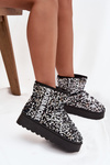 Women's Snow Boots on Platform Decorated with Sequins Black Silver Silmo