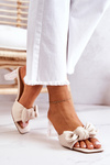 Leather Slippers With A Bow Beige Rosalee