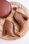 Women's Stiletto Boots Slip-on with Cutouts Brown Mantana