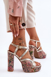 Leather Heels Sandals Maciejka 06084-25 gold