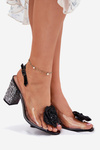 Transparent Heeled Sandals With Crystals And Decoration D&A MR51-702 Black