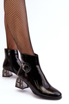 Women's Lacquered Boots On Embellished Heel D&A MR870-93 Black