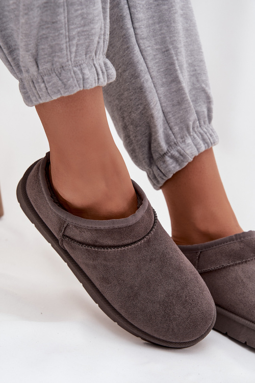 Damskie Śniegowce Ocieplane Futerkiem Ciemnoszare Serenne