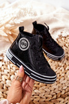 Children's Lacquered High Boots Zipper Sneakers Black Evia