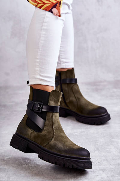 Women's Warm Boots Jodhpur boots With Belt Green Jose