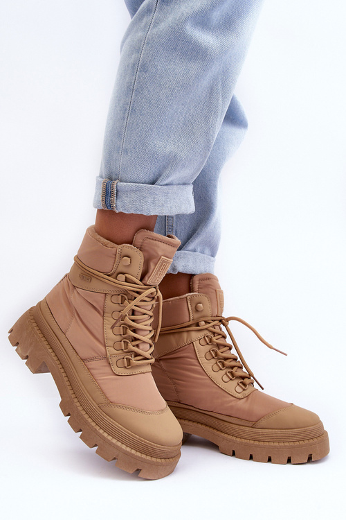 Women's Trapper Boots Warm On Platform And Flat Heels Big Star MM274340 Beige